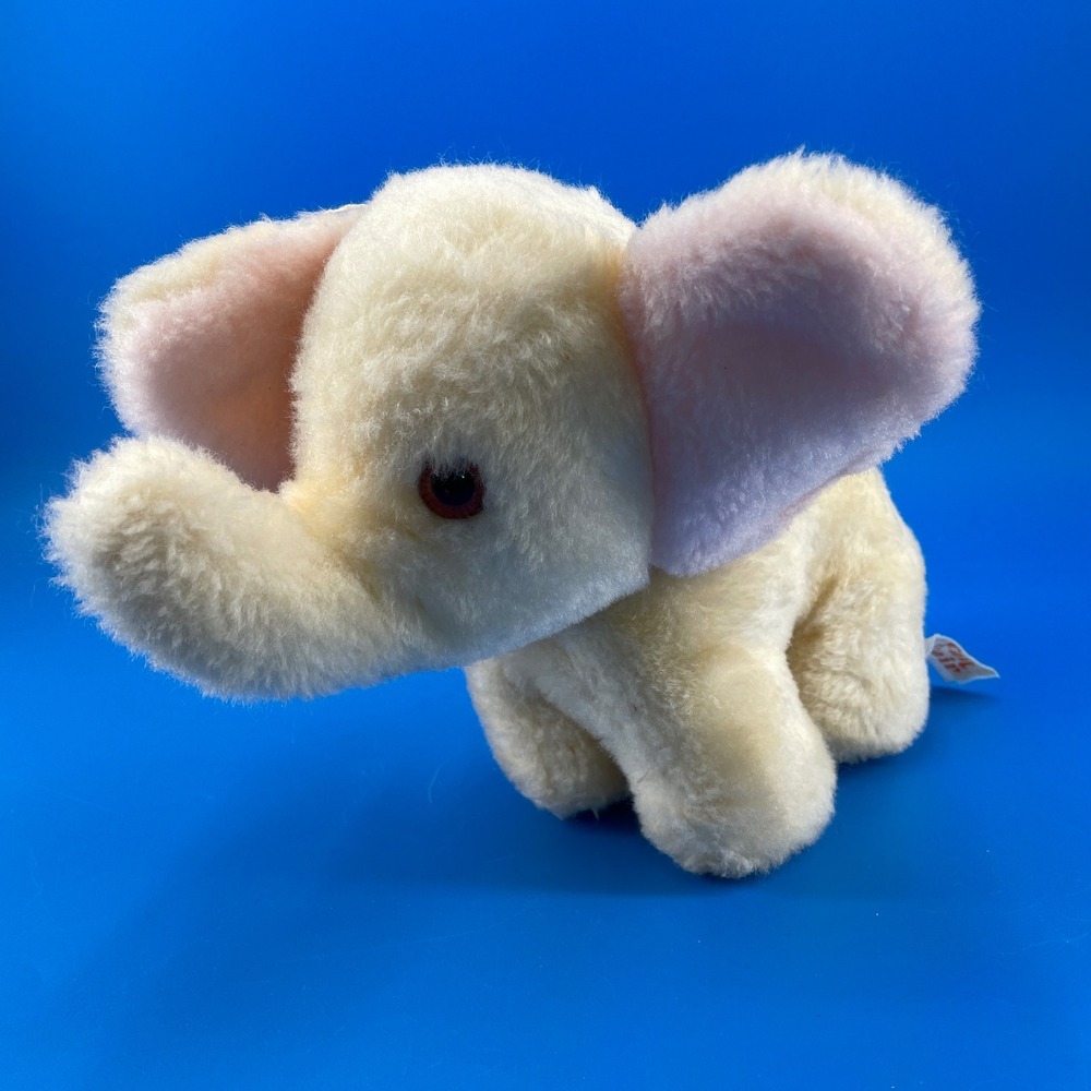 Fan Fair Musical Elephant Yellow Pink VTG Wind Up Head Moves World Needs Love